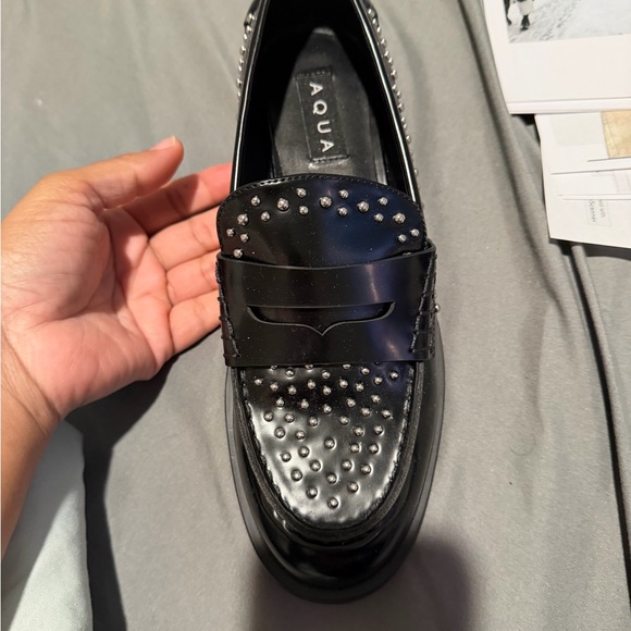 Black Studded Loafers AQUA - Picture 3 of 7